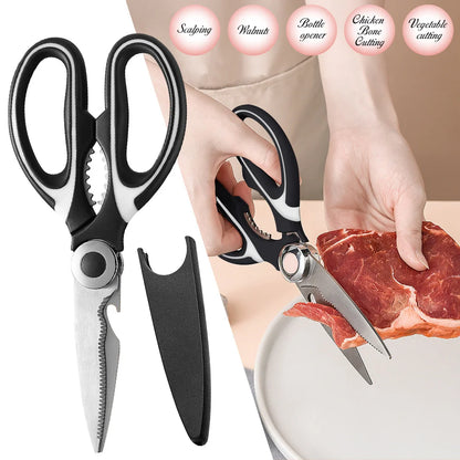 Multifunctional Stainless Steel Kitchen Scissors – Heavy-Duty Poultry, Meat & Fish Cutting Shears | Non-Slip, Durable Cooking Gadget
