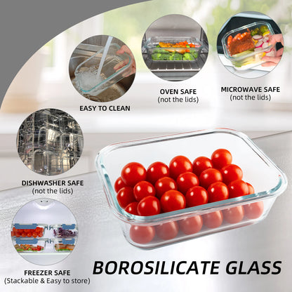 16-Piece Glass Food Storage Containers – Airtight, Leakproof, Oven & Microwave Safe