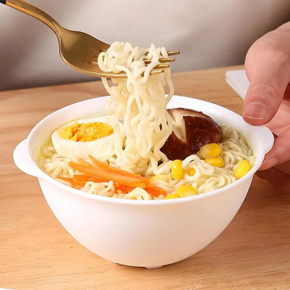 Ramen Bowl With Lid Instant Noodle Bowls With Lid Microwave Bowl Not Easy To Burn Binaural Handle Heating Convenience For