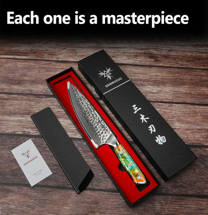 SANMUZUO 8 Inch Chef Knife - YAO Series - Premium Damascus Steel Kitchen Knife with Resin Handle - Suitable for Meat&Vegetables