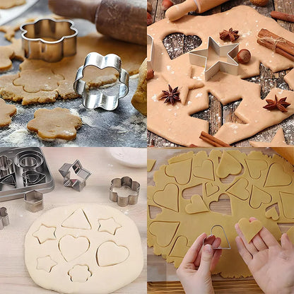 Stainless Steel Cookie Cutter Set  - Geometric Shapes for Baking, Clay Molds, Crafting, Dishwasher Safe (Circle, Square,