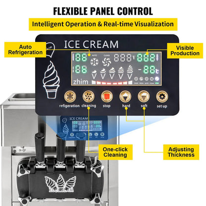 VEVOR Commercial Soft Serve & Fried Roll Ice Cream Machine – 220V Stainless Steel Instant Ice Cream Maker for Home or Business