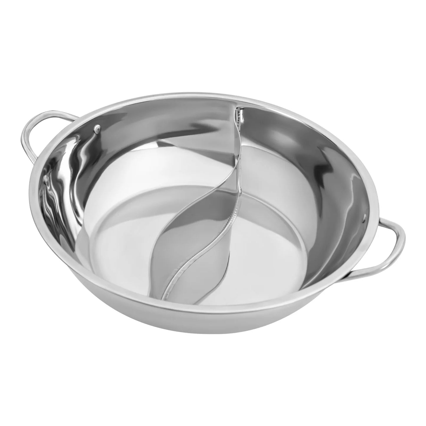 34cm Stainless Steel Shabu Shabu Hot Pot with Divider & Glass Lid Perfect for Family Meals and Versatile Cooking