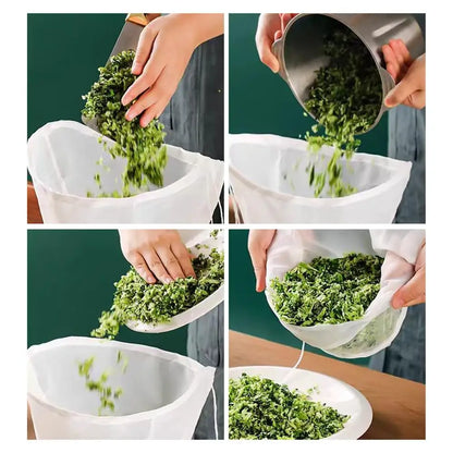 3pcs Soy Milk Bag Reusable Natural Cheese Cloth Bags Dumpling Filling Squeeze Drawstring Bags for Yogurt Nut Strainers