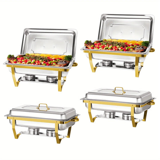 4 Pack 8QT Chafing Dish Buffet Set – Stainless Steel Food Warmer with Chafing Fuel Holder