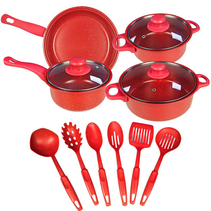 13-Piece Luxury Nonstick Cookware Set - Skillet Outdoor Set for Home Cooking Kitchen Utensils - Gift for Family and Friends