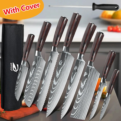 KEPEAK Ultra Sharp Stainless Steel Kitchen Knife Set – Ultra Sharp Chef, Santoku, Cleaver & Utility Knives