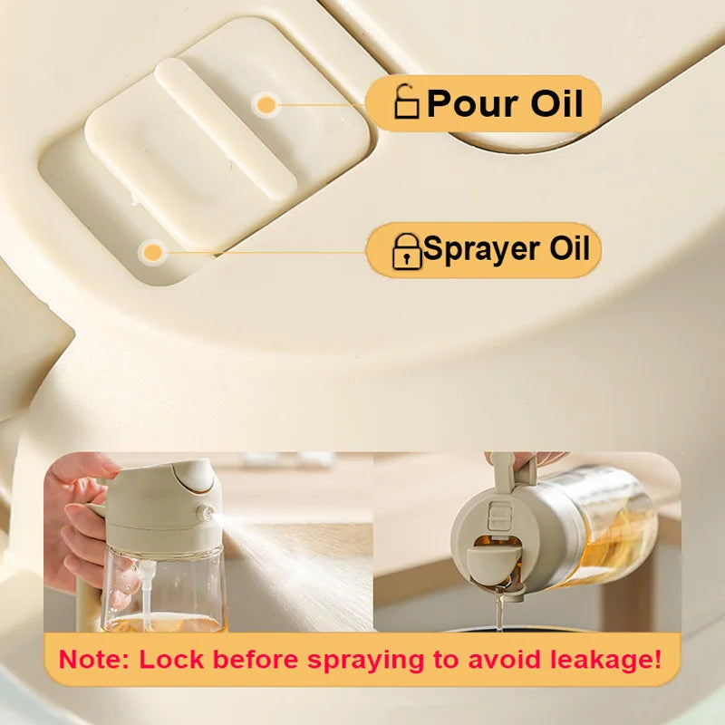 2-in-1 Oil Spray Bottle Dispenser – 500ml Refillable Cooking & BBQ Oil Sprayer