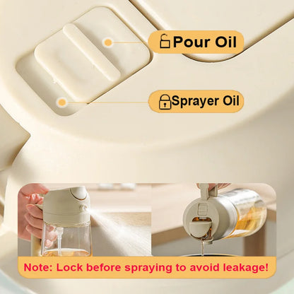 2-in-1 500ml Oil Spray Bottle Dispenser, Refillable Plastic Oil Sprayer for Cooking, BBQ, Baking, Roasting, Kitchen Use