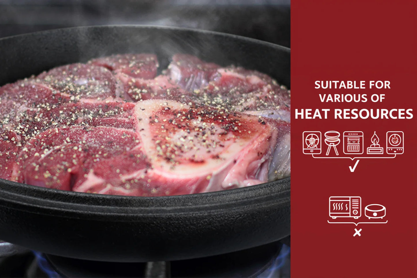 Dutch Oven & Skillet Combo，Preseasoned Cast Iron Cookware Set，2-In-1 Multi Cooker - Deep Pot + Frying Pan，Works for Bread, Indoo