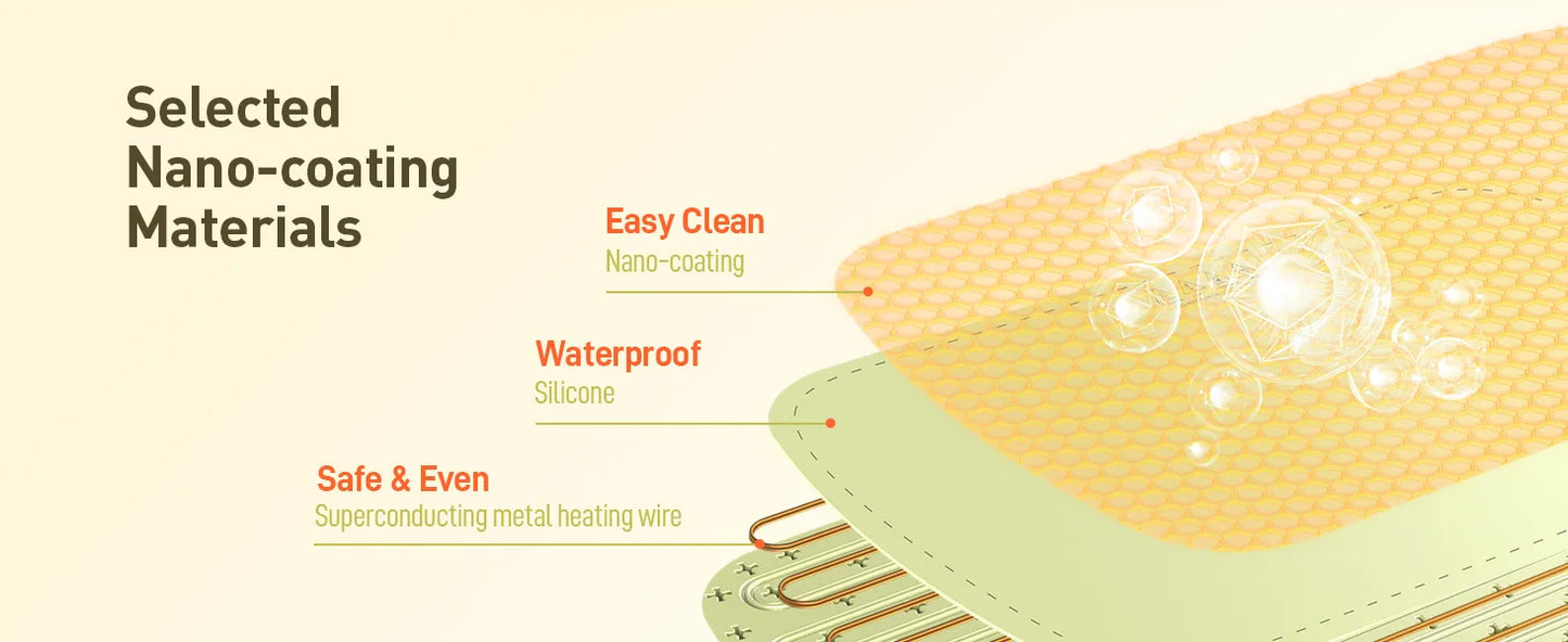 Electric Warming Tray with 8 Tem Setting Food Warmer Plate Foldable Portable Smart Food Fast Heating Mat Electric Warming Tray