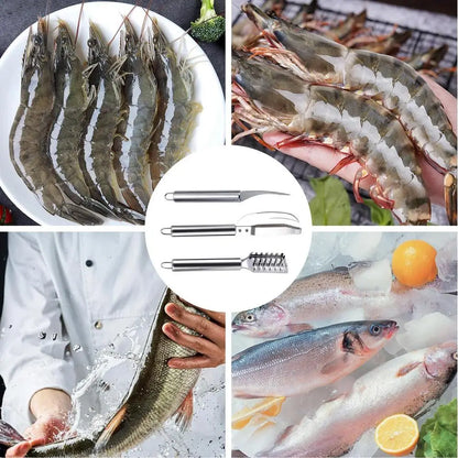 Fish Scale Remover Knife Picking shrimp thread Stainless Scaler for Fish Cleaning Tools Fish Skin Brush Tongs Kitchen Tweezers