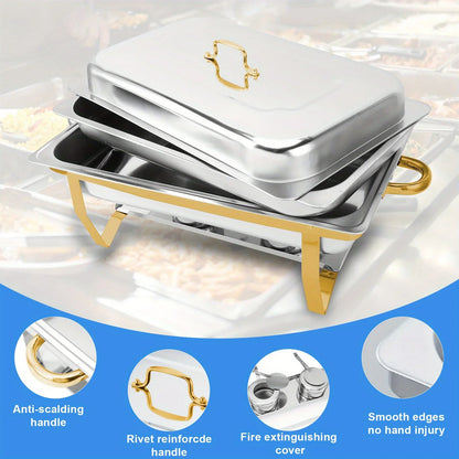 4-Pack 8QT Stainless Steel Chafing Dish Buffet Set – Food Warmers with Fuel Holders