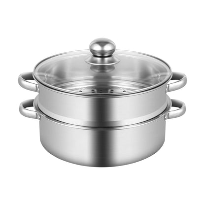 5-Tier Stainless Steel Steamer 15kg  Adjustable Grids Glass Lid for Home Kitchen Restaurant Dormitory Cooking