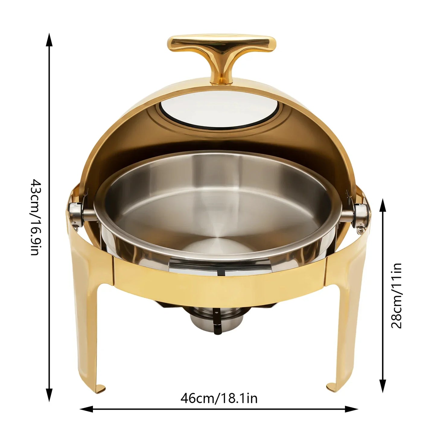 BYMAOCAR Round Chafing Dish Buffet Set 6.3 QT, Roll Top Stainless Steel Buffet Warmer Chafers with Food and Water Trays