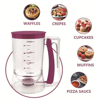 Hand-Held Batter Dispenser – Pancake, Cupcake & Waffle Batter Separator | Mess-Free Baking Tool for Muffins, Crepes & Baking Supplies