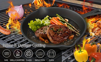 3PCS Pre-Seasoned Cast Iron Skillet Set (6/8/10 Inch) – Heavy-Duty Frying Pans for Oven, Grill & Campfire Cooking, Even Heat with Natural Non-Stick Surface