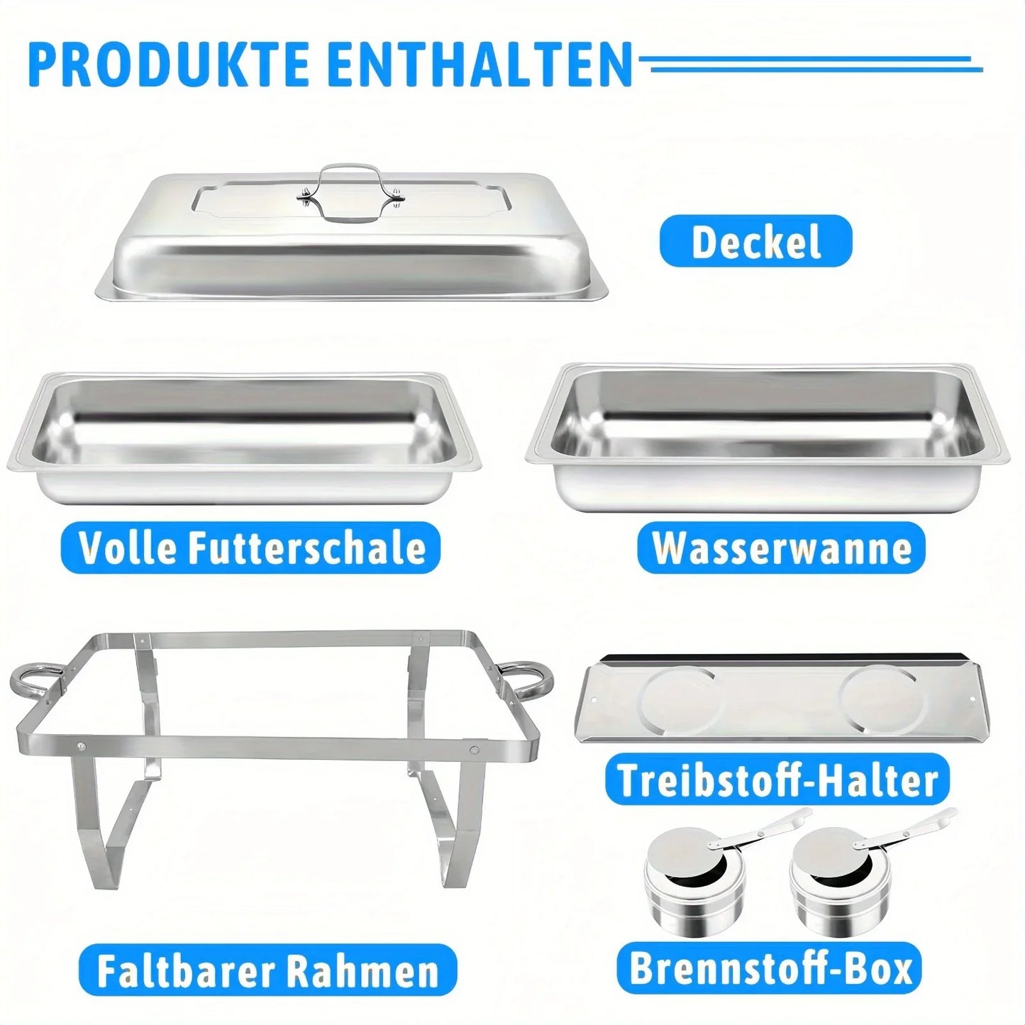 4 Pack 8QT Chafing Dish Buffet Set – Stainless Steel Food Warmer with Chafing Fuel Holder