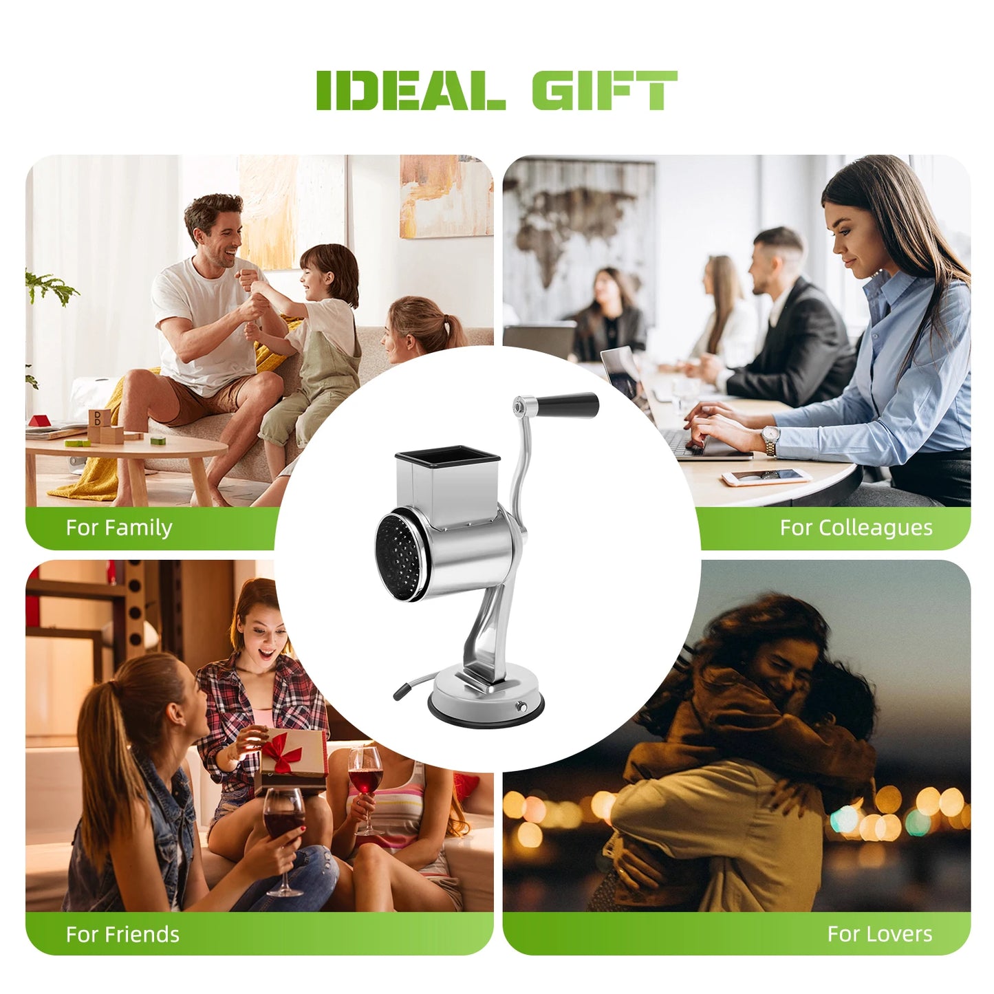 Rotary Grater W/5 Blades Stainless Steel Manual Grinder Vegetable Slicer Peanut Nuts Grinder Cheese Vegetable Shredder