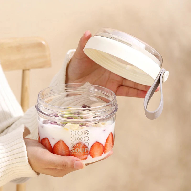 650ml Portable Handheld Breakfast Cup Yogurt Bowl Leak Proof Salad Bento Lunch Box With Spoon
