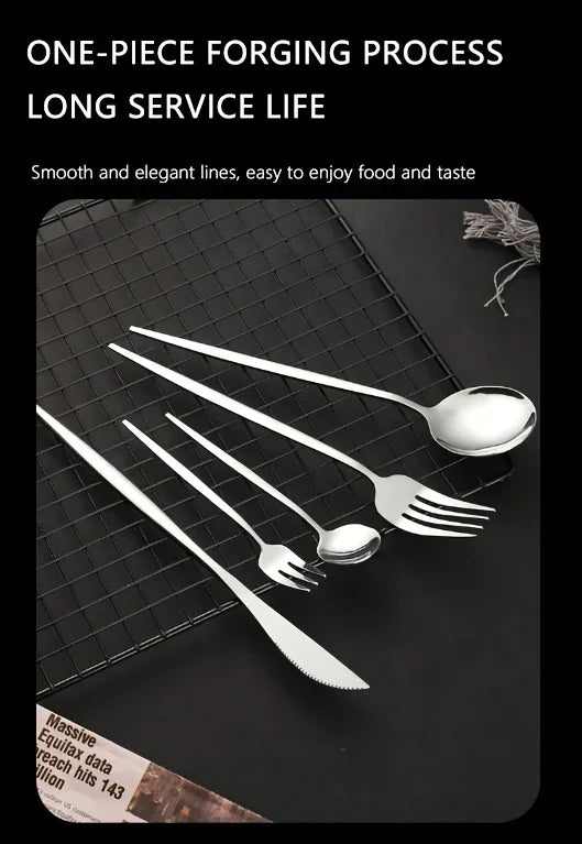 60-Piece Luxe Golden Stainless Steel Cutlery Set – Mirror Polished, Dishwasher Safe