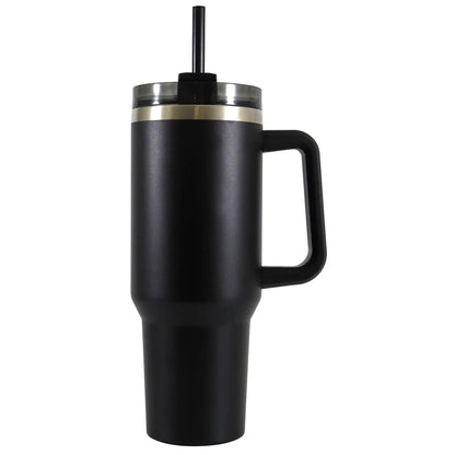 40oz Stainless Steel Tumbler with Handle & Straw – Double-Wall Insulated