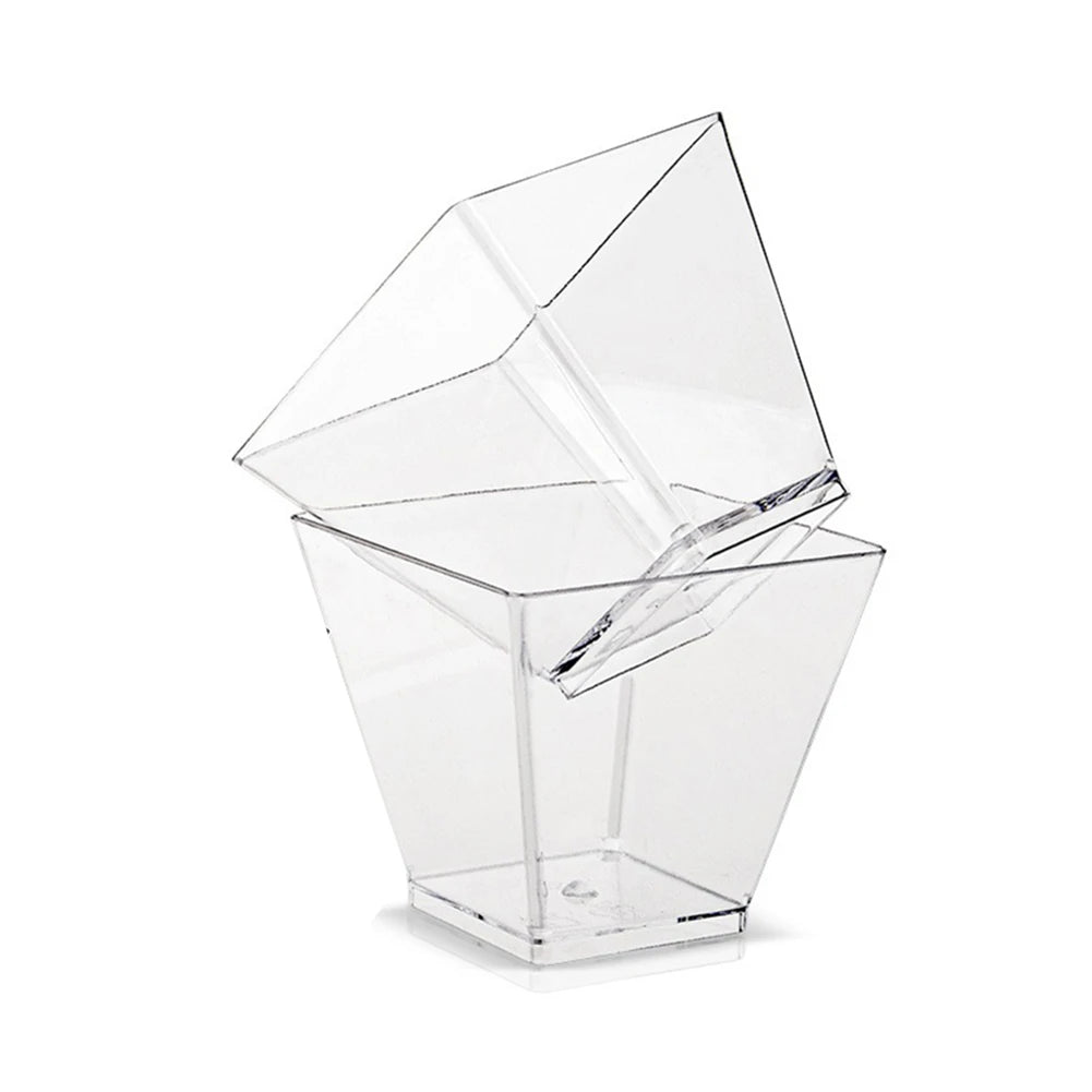 60ml Mini Dessert Cups with Spoons – Reusable Square Tasting Bowls for Pudding, Yogurt, Appetizers & Party Desserts