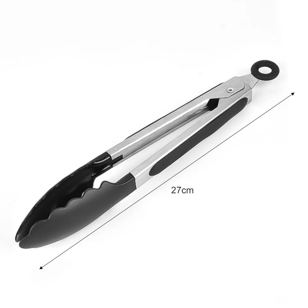 Stainless Steel BBQ Grilling Tongs – Anti-Scalding Food Clip & Non-Stick Serving Tool for Bread, Salad, Kitchen & Barbecue