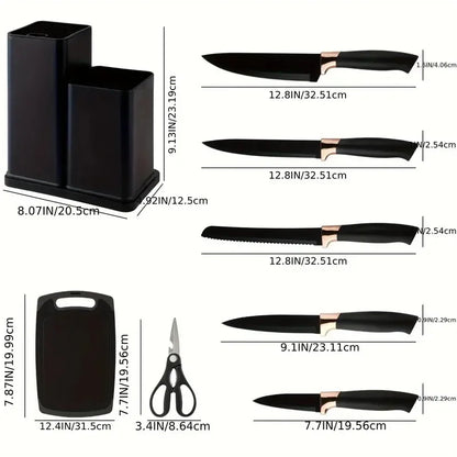 19-Piece Multi-Functional Kitchen Knife Set – Professional Stainless Steel Knives with Scissors & Cutting Board for Home Cooking