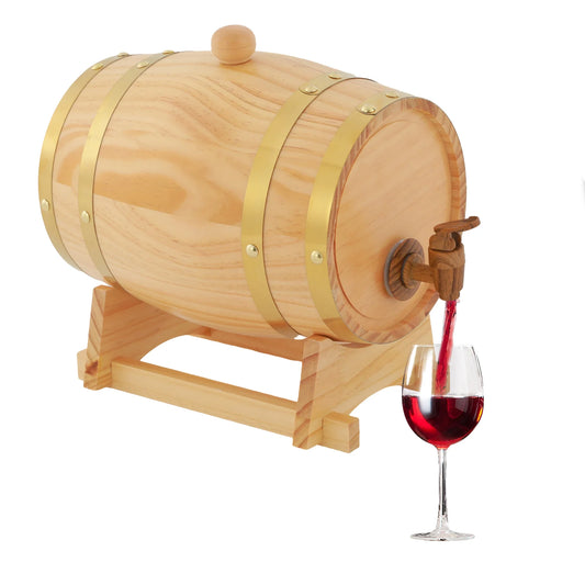 3L/5L Wooden Wine Barrel with Stand – Vintage Wood Barrel with Faucet for Whiskey, Wine, Coffee & Home or Hotel Decor