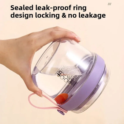 650ml Portable Handheld Breakfast Cup Yogurt PS Bowl Leak Proof Salad Bento Lunch Box with Spoon Organizer Kitchen Storage