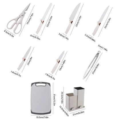 19-piece multi-functional kitchen knife set with scissors and cutting board