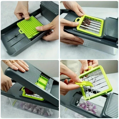 14-in-1 Multifunctional Vegetable Chopper – Food Grater, Slicer, Dicer & Cutting Machine with Handle for Fast Kitchen Prep