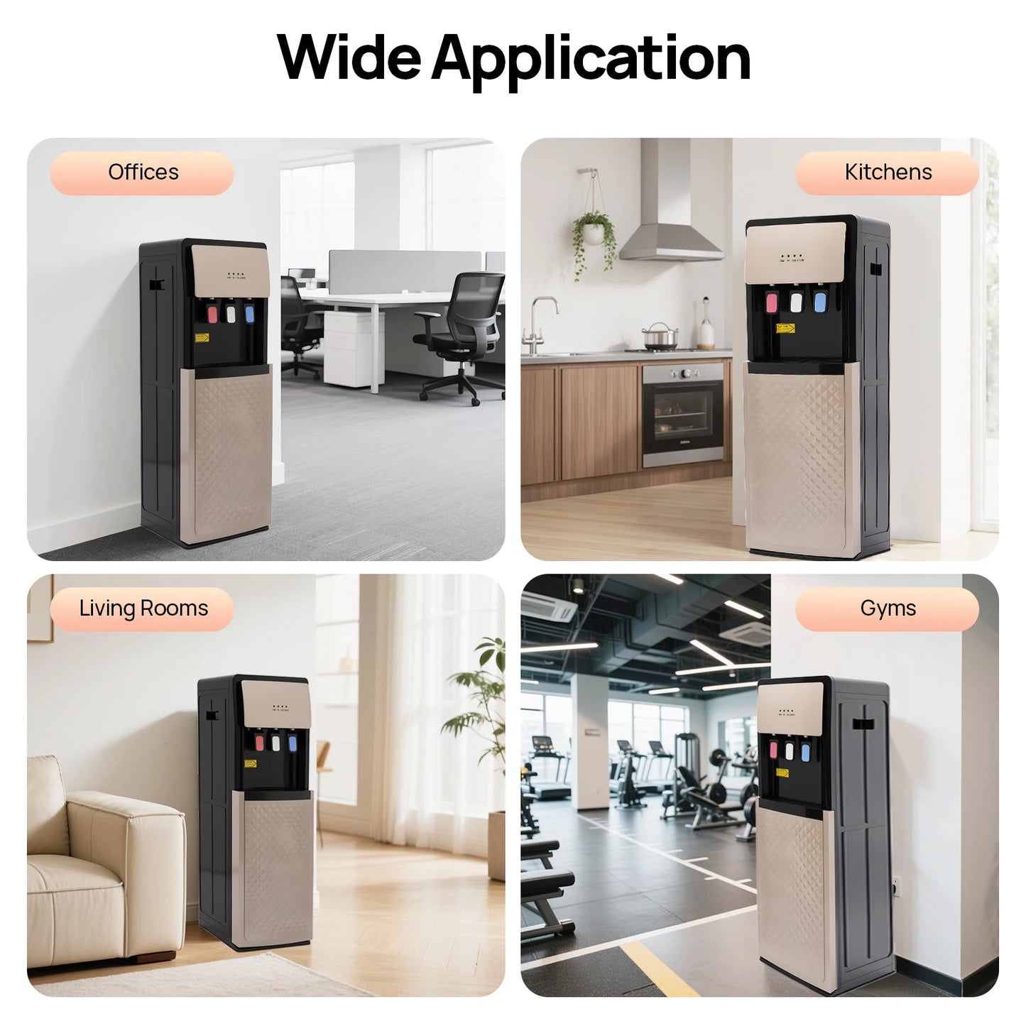 Bottom Load Water Dispenser for Home, Hot & Cold Standing Water Cooler Dispenser 3 Temp Modes, 500W Heating, 90W Cooling