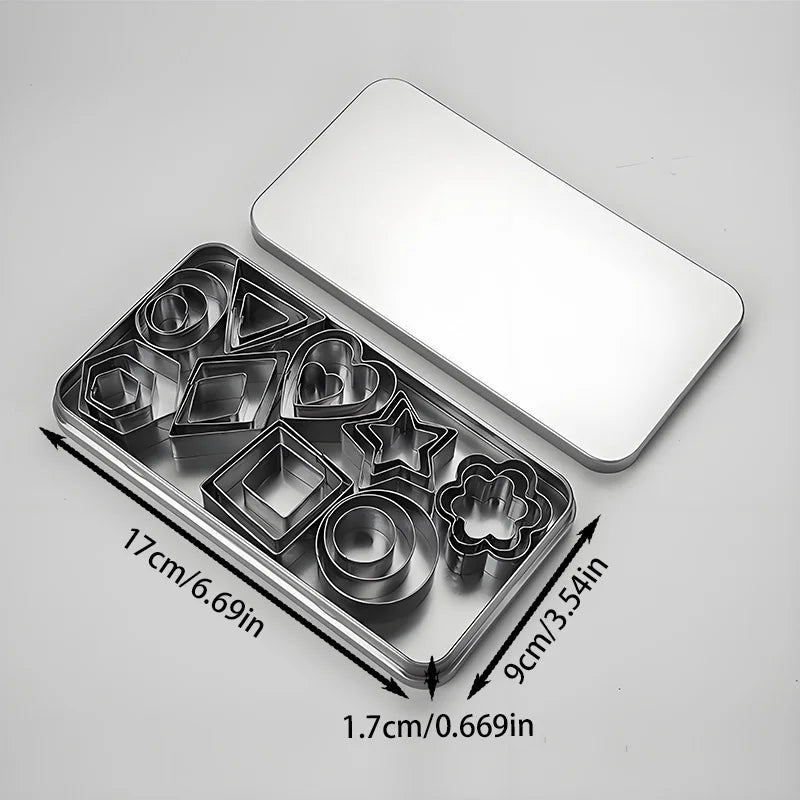 Stainless Steel Cookie Cutter Set  - Geometric Shapes for Baking, Clay Molds, Crafting, Dishwasher Safe (Circle, Square,