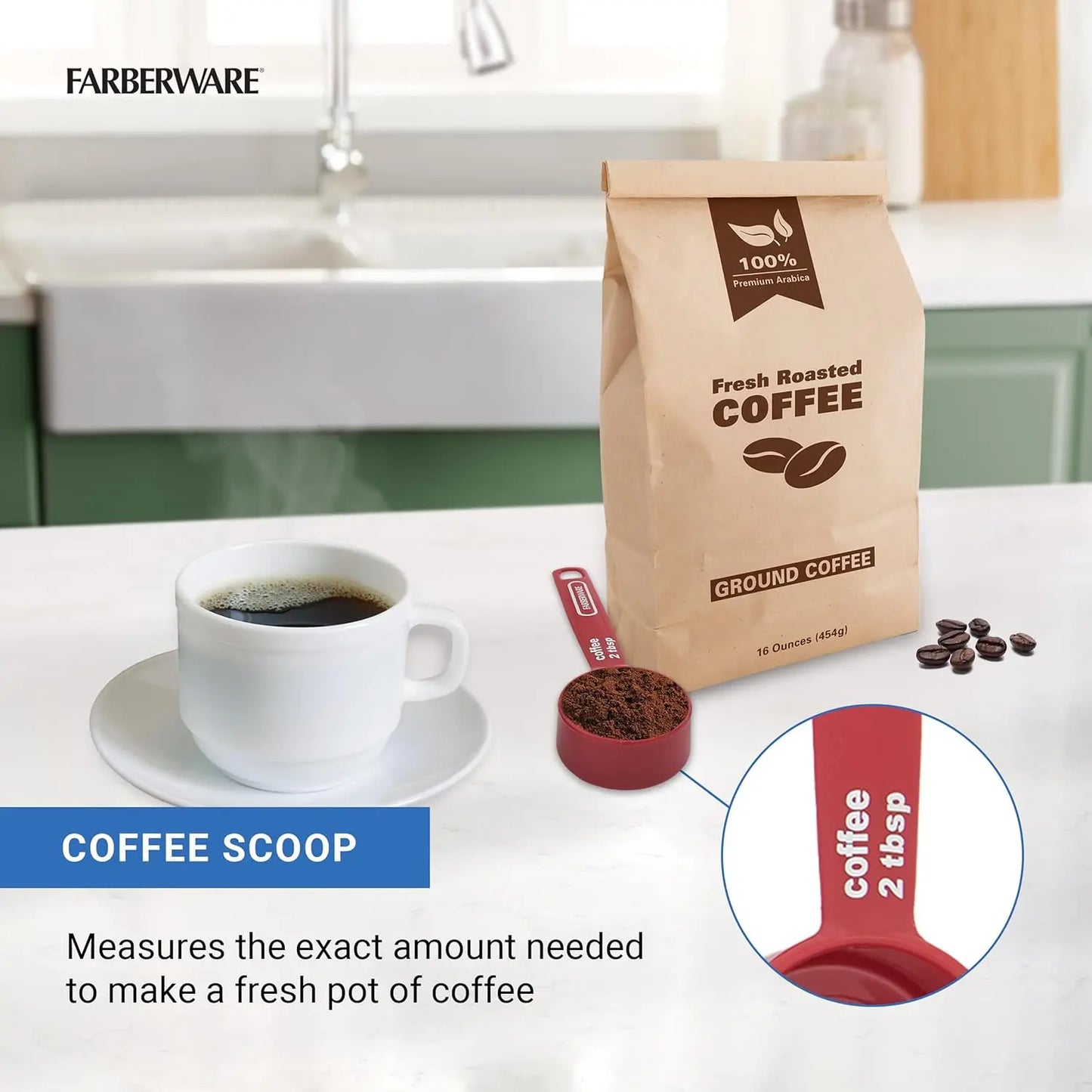 Professional 5-Piece Measuring Cup Set with Coffee Scoop Durable Plastic Kitchen Measuring Cups with Easy-Read Markings