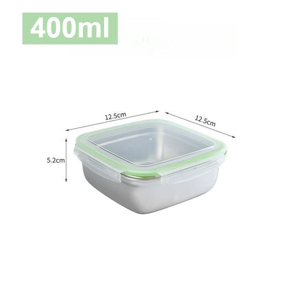 3 Pieces Stainless Steel Food Containers Food Storage Box Square Lunch Box 400/750/1200ml