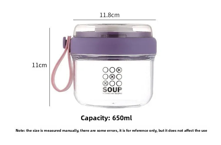 650ml Portable Handheld Breakfast Cup Yogurt PS Bowl Leak Proof Salad Bento Lunch Box with Spoon Organizer Kitchen Storage