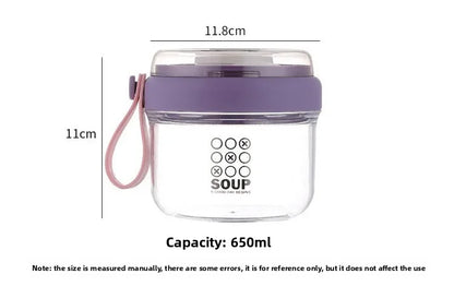 650ml Portable Handheld Breakfast Cup Yogurt PS Bowl Leak Proof Salad Bento Lunch Box with Spoon Organizer Kitchen Storage
