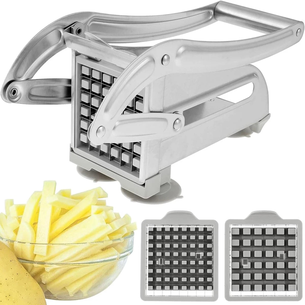 Stainless Steel French Fries Cutter – Quick-Cut Potato Slicer with 36/46-Hole Blade, Manual Kitchen Tool for Uniform Fries & Vegetables