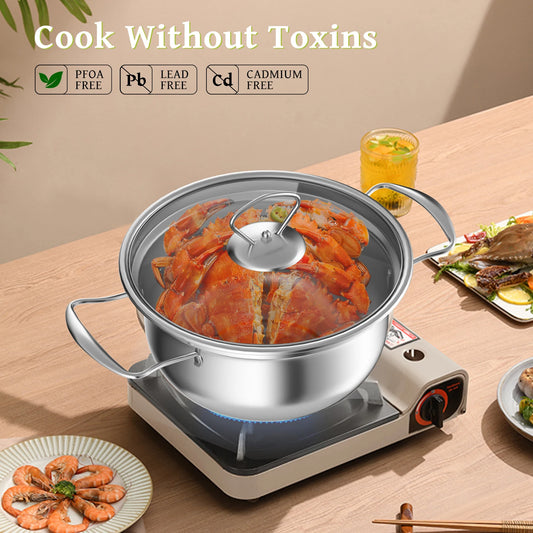 15-Piece Stainless Steel Nonstick Cookware Set – Frying Pan, Stew Pot & Wok