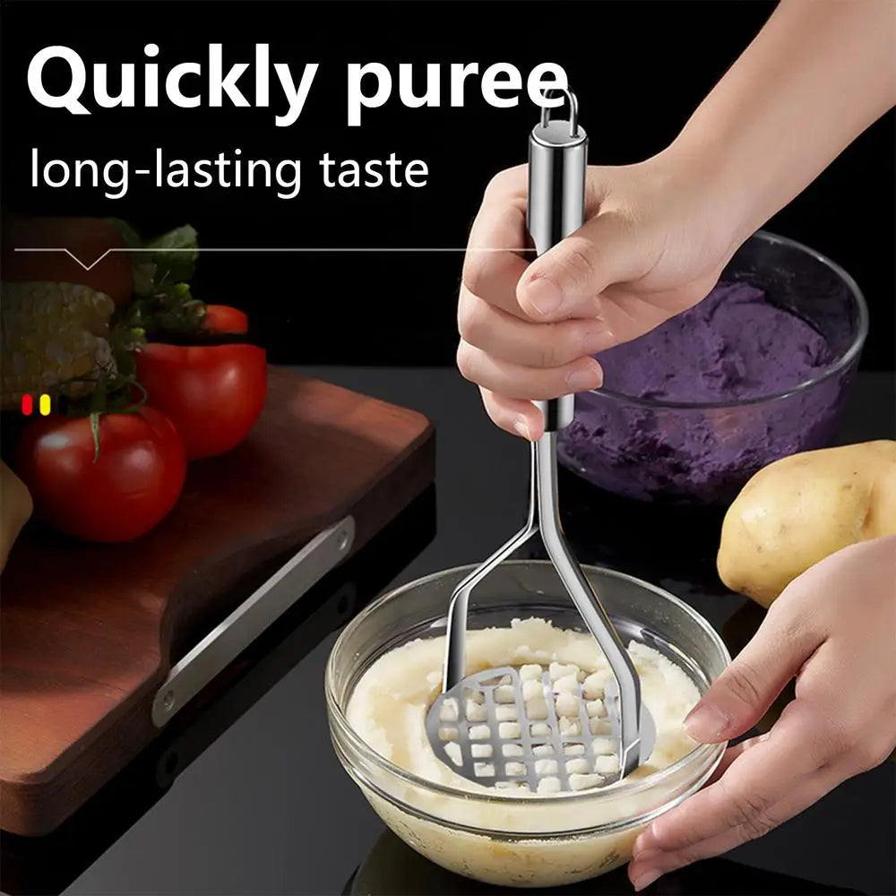 Stainless Steel Potato Masher & Ricer – Heavy-Duty Masher for Potatoes, Sweet Potato, Pumpkin & Veggie Purees, Kitchen Crusher Tool