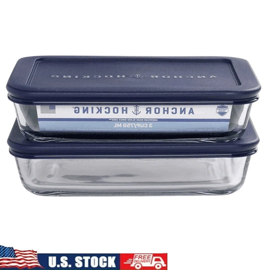 2-Piece Glass Food Storage Containers – BPA-Free, Microwave & Dishwasher Safe