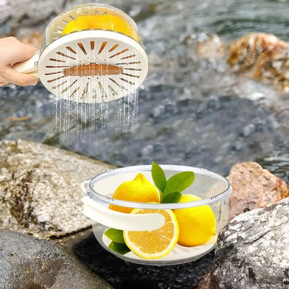 Bustier Fruit Strainer,multipurpose drain basket with lid,fruit cleaner bowl with lid and handle,Collapsible Handle, For Berries