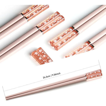 Chopsticks Reusable Dishwasher Safe AYFDISHS 5 Pairs 9.56 Inches Lightweight Fiberglass Chopstick Japanese Chinese Sakura Chops