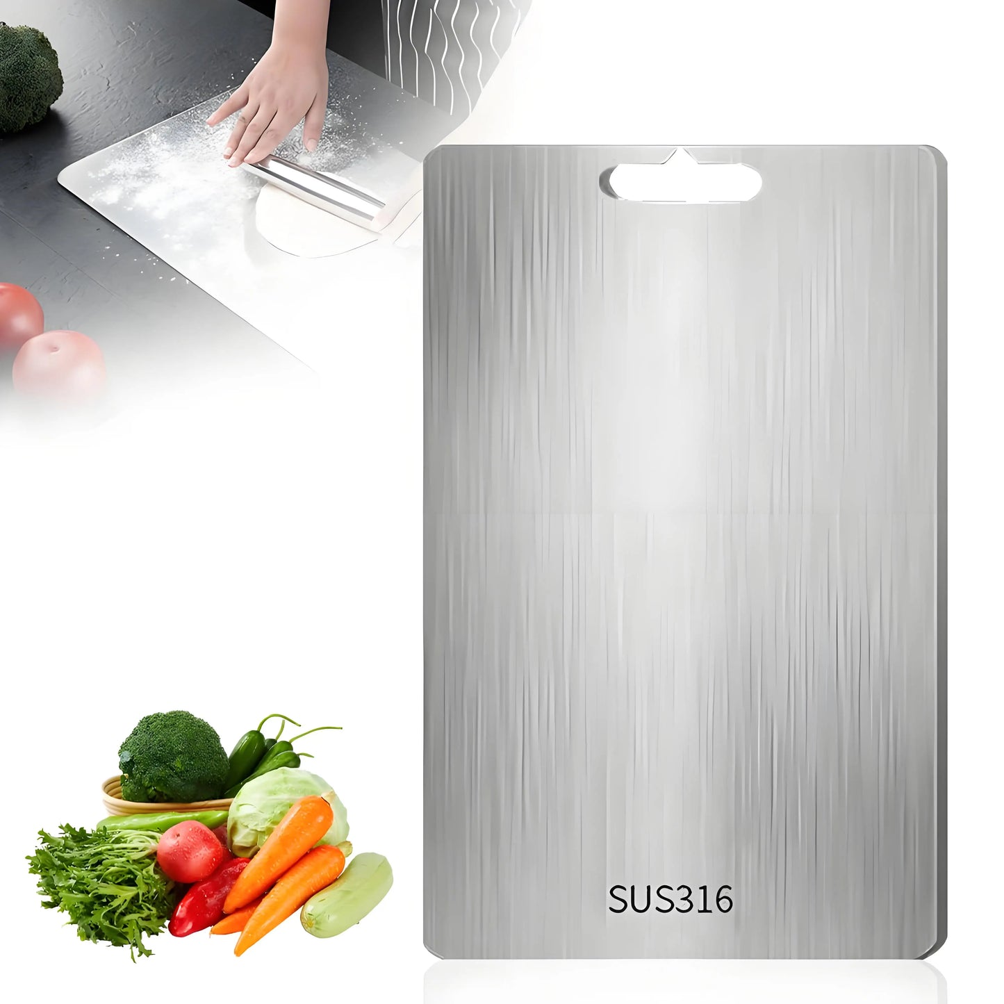 Stainless Steel Chopping Board | Dishwasher Safe & Scratch Resistant | Hygienic Metal Cutting Board for Meat & Vegetables