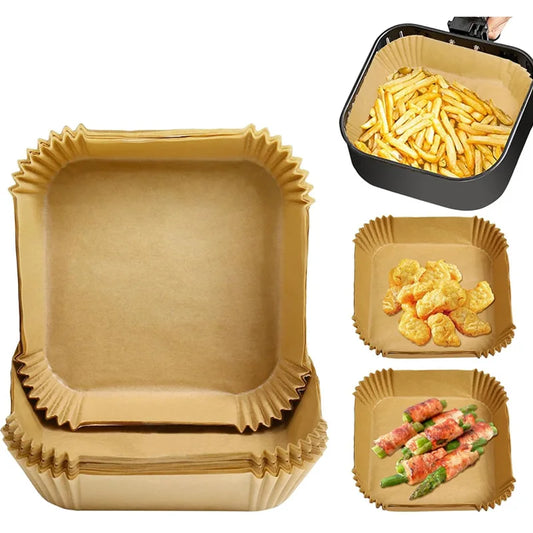 Air Fryer Liner & Steamer/Baking Paper – Silicone-Coated, Plant-Oil Layer, Oil-Resistant Non-Stick Sheets for Home Kitchens & Bakeries