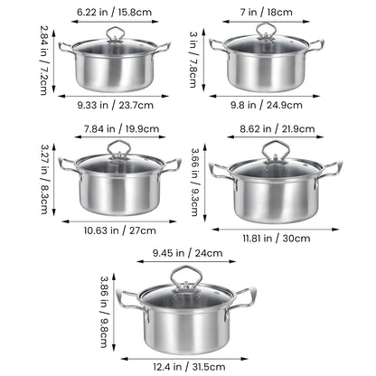 15-Piece Stainless Steel Cookware Set – Non-Stick Pan Set with Skillet, Stew Pot & Multifunctional Wok, Stylish Cookware for Home & Outdoor Use