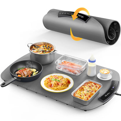 Electric Warming Tray – Portable Foldable Food Warmer Plate with 8-Temp Settings, Smart Fast-Heating Mat for Buffets, Parties & Home Use