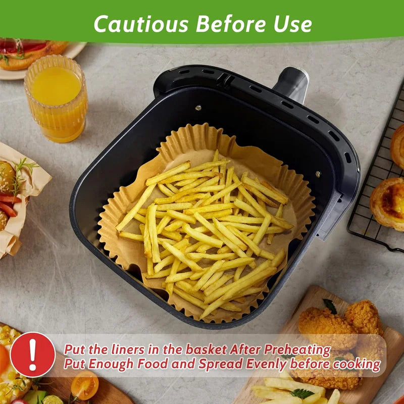 Air Fryer Liner & Steamer/Baking Paper – Silicone Coated, Plant Oil Layer, Oil-Resistant for Home & Bakeries